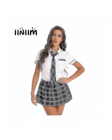Femmes Ecolières Cosplay Costume Japonais School Girl Uniforme Sexy Clubwear Chemise avec jupe à carreaux Cravate [...]
