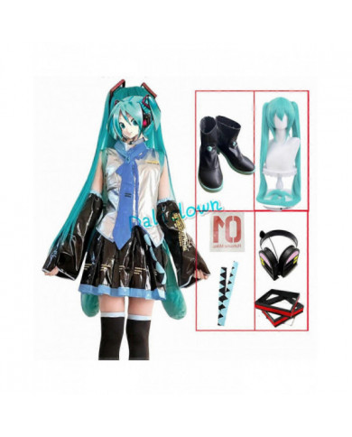 Anime Miku Cosplay Costume Perruque Chaussures Japon Cuir Midi Robe Miku Cosplay Femme Halloween Costume Filles JK [...]