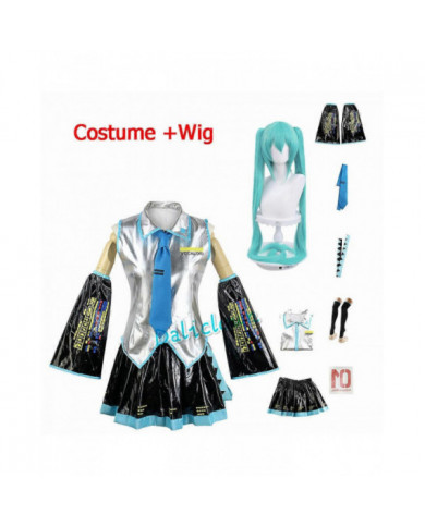 Anime Miku Cosplay Costume Perruque Chaussures Japon Cuir Midi Robe Miku Cosplay Femme Halloween Costume Filles JK [...]