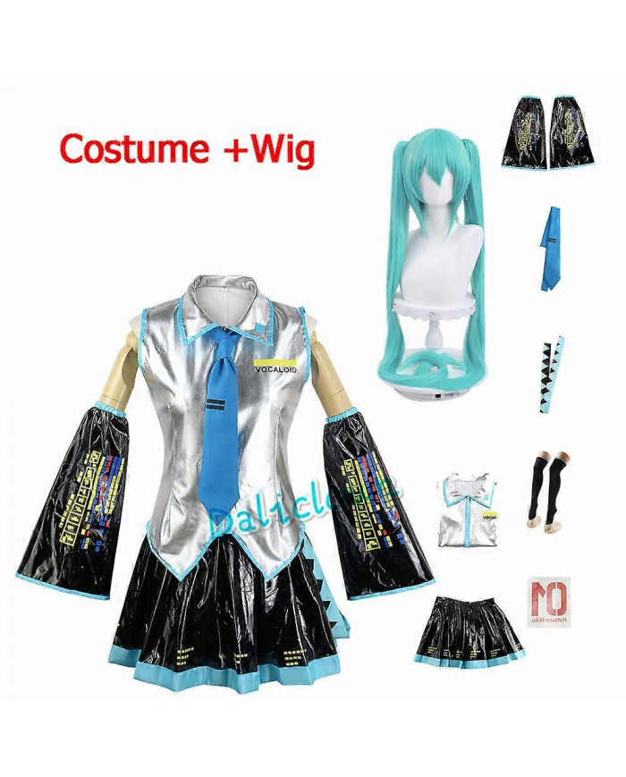 Anime Miku Cosplay Costume Perruque Chaussures Japon Cuir Midi Robe Miku Cosplay Femme Halloween Costume Filles JK [...]