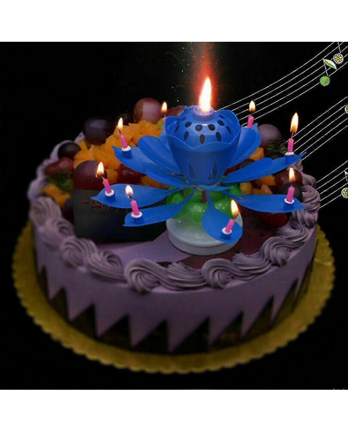 Musique tournante Gâteau de lotus Bougie Fête d’anniversaire Fleur magique Bougie de fleur