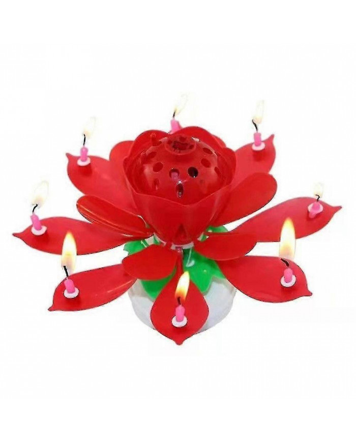 Musique tournante Gâteau de lotus Bougie Fête d’anniversaire Fleur magique Bougie de fleur