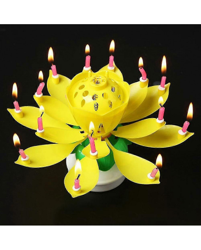 Musique tournante Gâteau de lotus Bougie Fête d’anniversaire Fleur magique Bougie de fleur