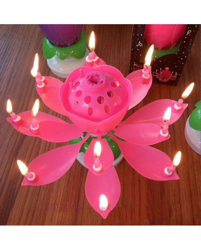Musique tournante Gâteau de lotus Bougie Fête d’anniversaire Fleur magique Bougie de fleur