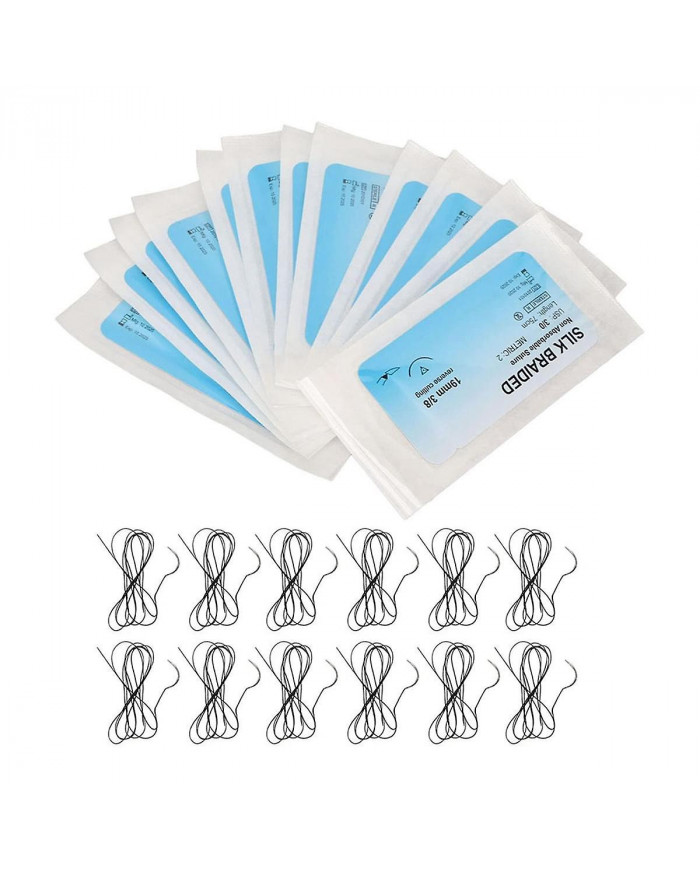 Ensemble de suture 12 pièces, kit de suture de fil de soie avec fil de pratique de suture de plaie CurvedNeedle [...]