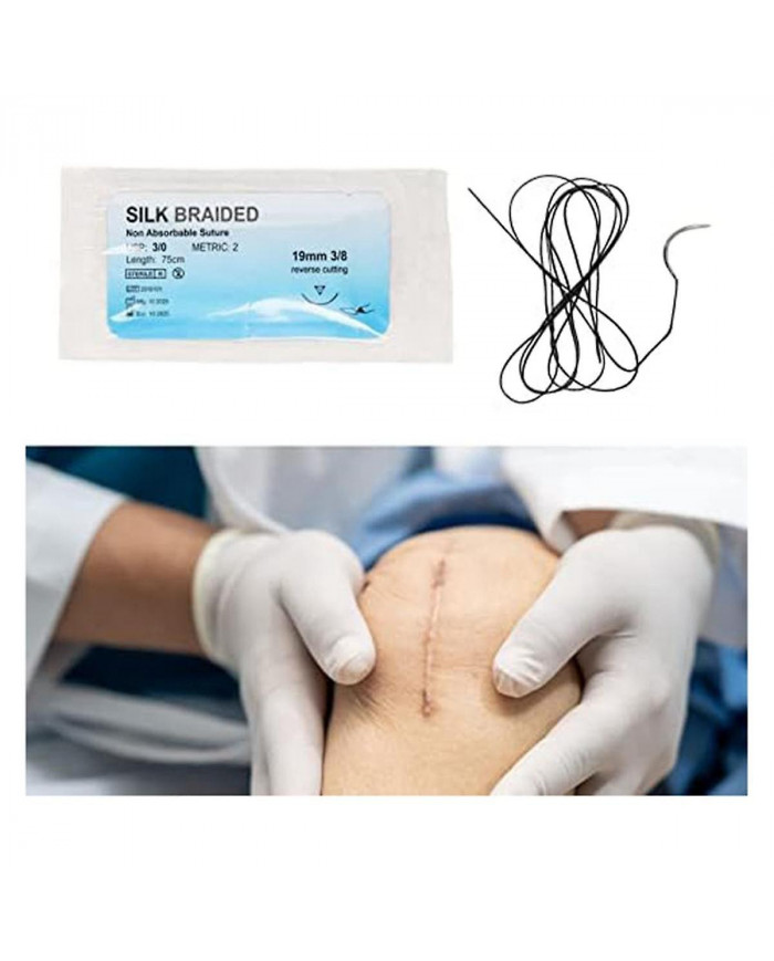 Ensemble de suture 12 pièces, kit de suture de fil de soie avec fil de pratique de suture de plaie CurvedNeedle [...]