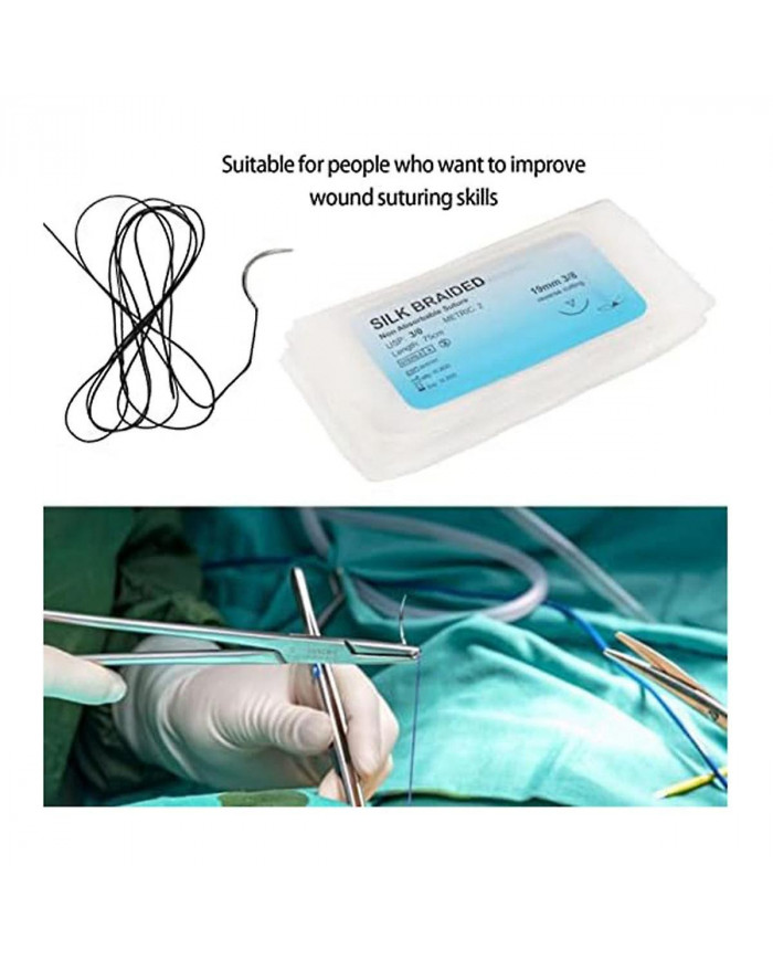 Ensemble de suture 12 pièces, kit de suture de fil de soie avec fil de pratique de suture de plaie CurvedNeedle [...]