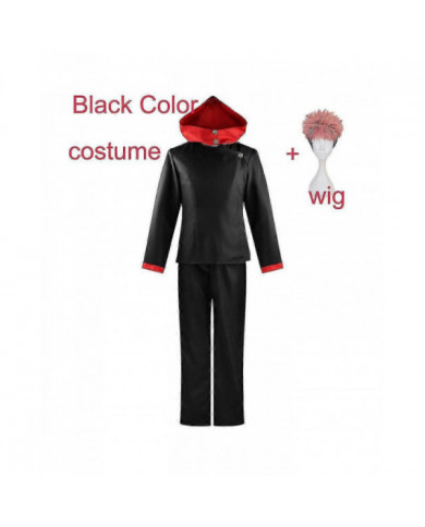 Anime Itadori Yuji Cosplay Costume Jujutsu Kaisen Yuji Itadori Costume Perruque Party Halloween Tops Pantalon