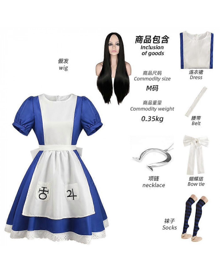 2024 Anime Alice Princesse Robe Femme de chambre Tablier Robe Jeu Folie Retours Alice Cosplay Costume Pour Femmes [...]