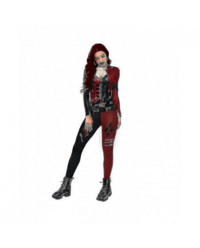 Femmes Harley Quinn Costume Classique Harley Quinn Halloween Cosplay Costume Combinaison