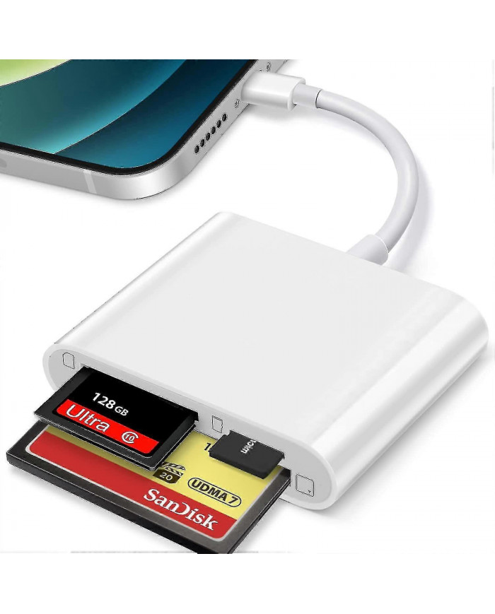 Cf Sd Tf Lightning Card Reader Adapter pour Apple - Transfert de données haute vitesse