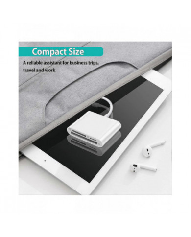 Cf Sd Tf Lightning Card Reader Adapter pour Apple - Transfert de données haute vitesse