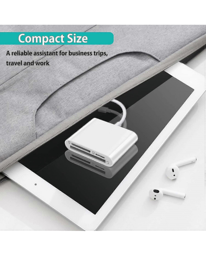 Cf Sd Tf Lightning Card Reader Adapter pour Apple - Transfert de données haute vitesse