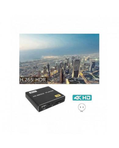 Mini 4K HDD Media Player Lecteur vidéo numérique horizontal et vertical 1080P avec clé USB/cartes SD US Plug