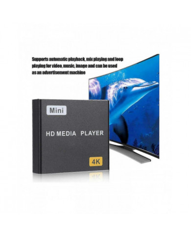 Mini 4K HDD Media Player Lecteur vidéo numérique horizontal et vertical 1080P avec clé USB/cartes SD US Plug