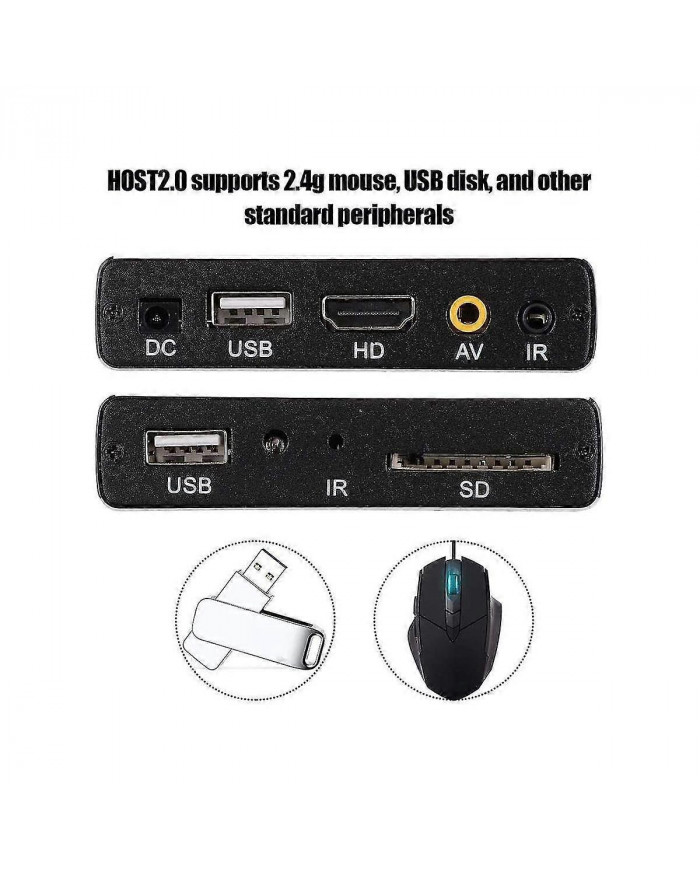 Mini 4K HDD Media Player Lecteur vidéo numérique horizontal et vertical 1080P avec clé USB/cartes SD US Plug