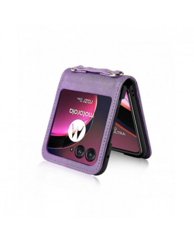 Pour Motorola Razr 40 Ultra 5g Hard Pc + Pu Leather Cover One-Piece Design Card Slots Phone Case avec cordon