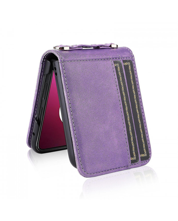 Pour Motorola Razr 40 Ultra 5g Hard Pc + Pu Leather Cover One-Piece Design Card Slots Phone Case avec cordon