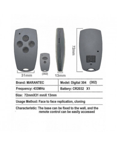 3 pièces Marantec Digital 302 304 313 382 384 220 250 252 270 Az021 64176 Télécommande de porte de garage 43392mhz [...]