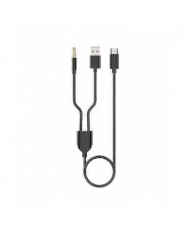 1 Split 2 Type C To Usb A 3.5mm Aux Cable Stereo Hifi Sound For Car Speakers