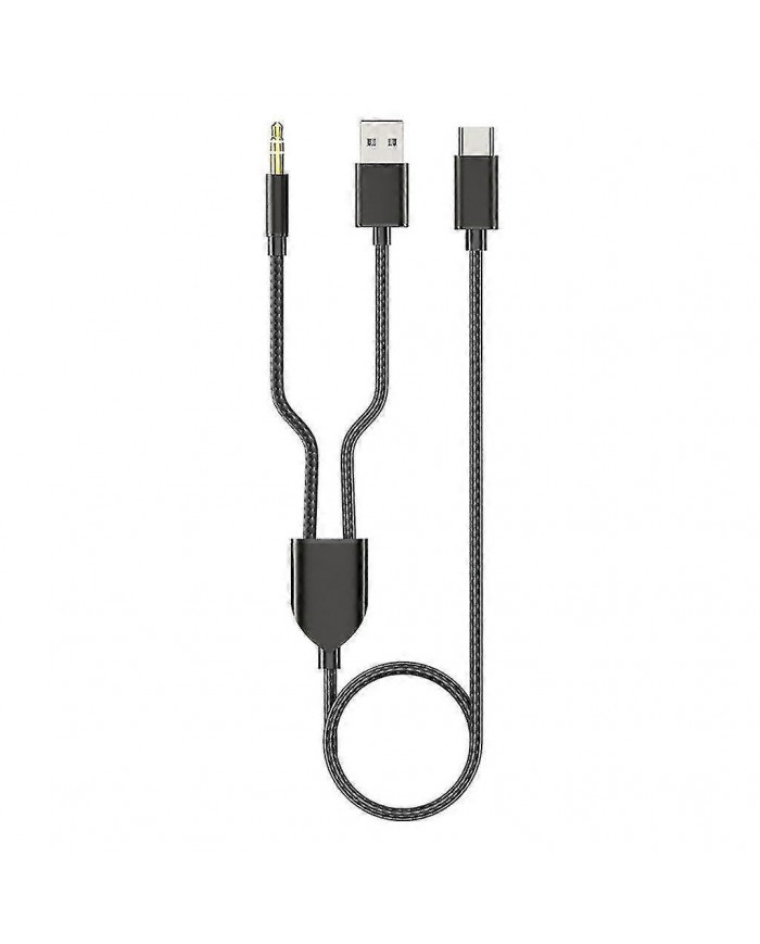 1 Split 2 Type C To Usb A 3.5mm Aux Cable Stereo Hifi Sound For Car Speakers