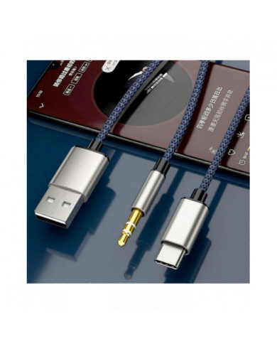 1 Split 2 Type C To Usb A 3.5mm Aux Cable Stereo Hifi Sound For Car Speakers