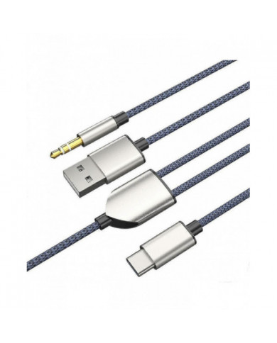 1 Split 2 Type C To Usb A 3.5mm Aux Cable Stereo Hifi Sound For Car Speakers