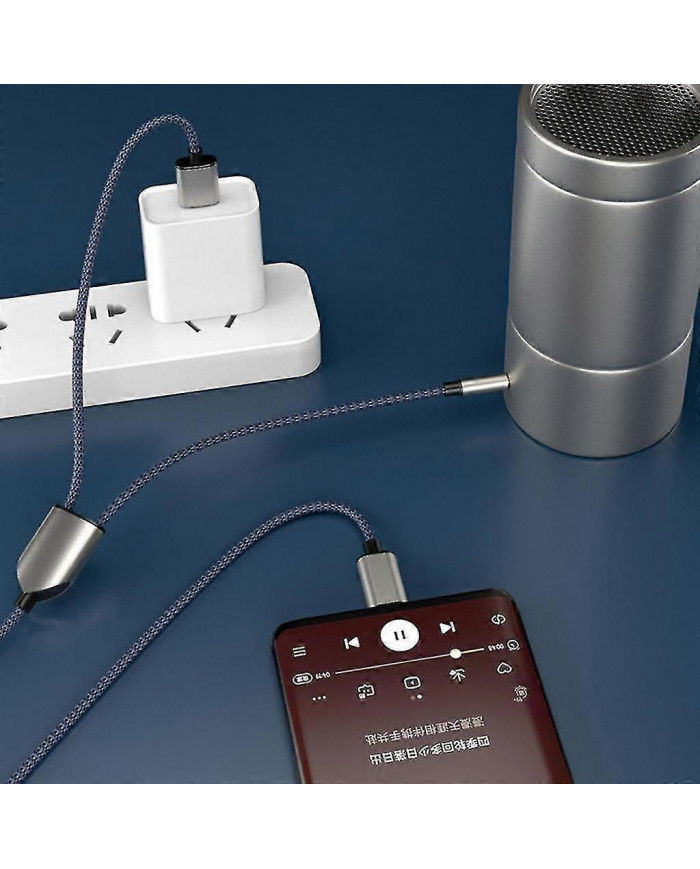 1 Split 2 Type C To Usb A 3.5mm Aux Cable Stereo Hifi Sound For Car Speakers