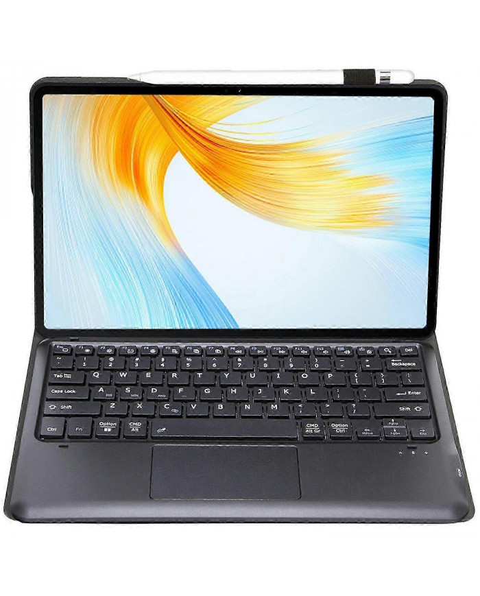 AM24-A pour Lenovo Tab P12 Housse de tablette en cuir ultra-mince + clavier Bluetooth avec pavé tactile