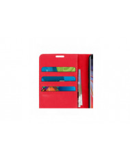 Étui Folio en cuir véritable Galaxy Note 9 Porte-cartes Support vidéo rouge