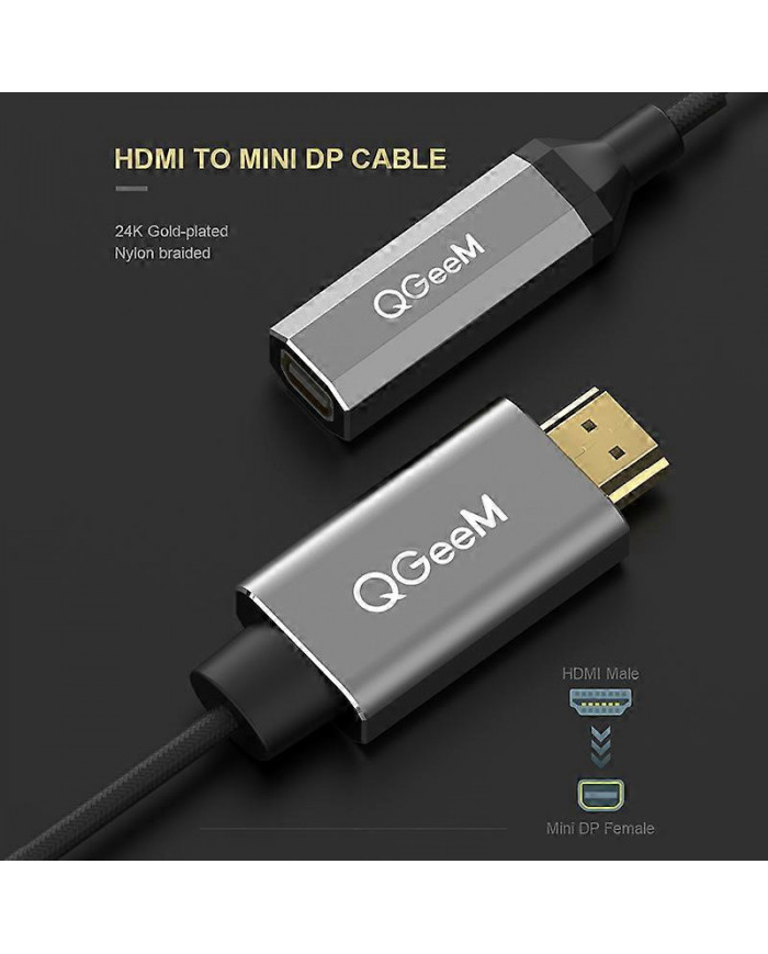 QGeeM Compatible HDMI-compatible Câble adaptateur convertisseur DP simple vers mini UHD 4K@30Hz Plug and Play pour [...]