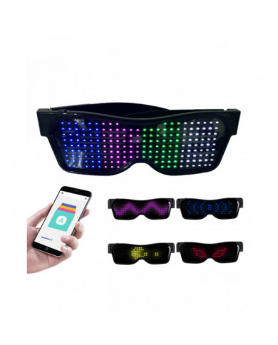 Lunettes LED Personnalisables BT LED Lunettes Coloré Lumière Lueur Lunettes DIY Messages 31 Animations 11 Pi
