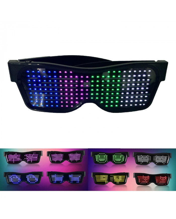 Lunettes LED Personnalisables BT LED Lunettes Coloré Lumière Lueur Lunettes DIY Messages 31 Animations 11 Pi