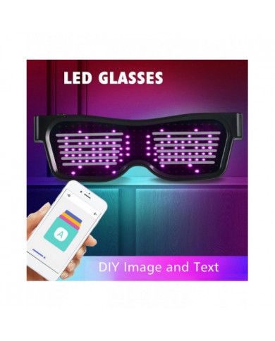 Lunettes LED Personnalisables BT LED Lunettes Coloré Lumière Lueur Lunettes DIY Messages 31 Animations 11 Pi