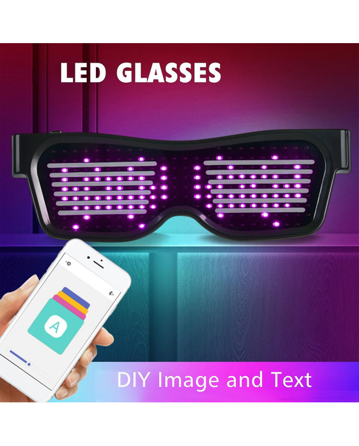 Lunettes LED Personnalisables BT LED Lunettes Coloré Lumière Lueur Lunettes DIY Messages 31 Animations 11 Pi