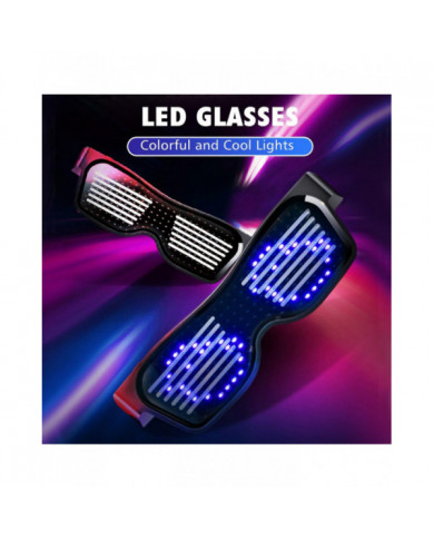 Lunettes LED Personnalisables BT LED Lunettes Coloré Lumière Lueur Lunettes DIY Messages 31 Animations 11 Pi