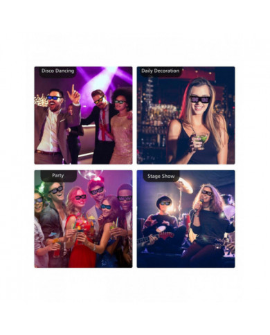 Lunettes LED Personnalisables BT LED Lunettes Coloré Lumière Lueur Lunettes DIY Messages 31 Animations 11 Pi