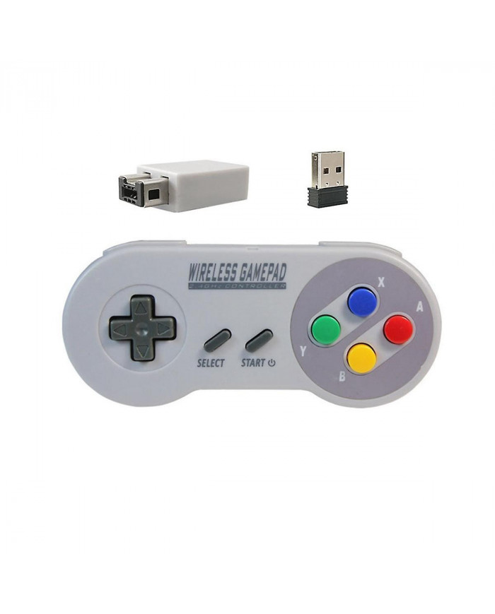 Contrôleur de jeu sans fil 2.4G Gamepad Joypad Joystick Compatible pour SNES Mini PC Windows NS Switch Bouton coloré