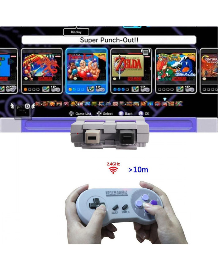 Contrôleur de jeu sans fil 2.4G Gamepad Joypad Joystick Compatible pour SNES Mini PC Windows NS Switch Bouton coloré