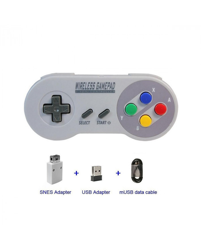 Contrôleur de jeu sans fil 2.4G Gamepad Joypad Joystick Compatible pour SNES Mini PC Windows NS Switch Bouton coloré