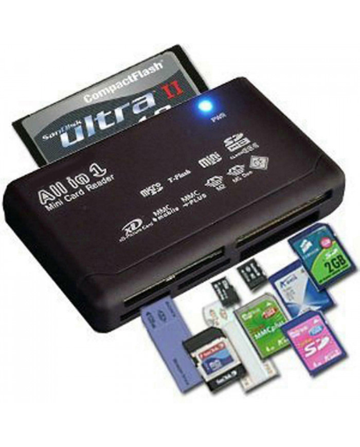 Tout en un 1 Lecteur de carte mémoire Usb Externe Sdhc Mini Micro M2 Mmc Xd Cf Ms