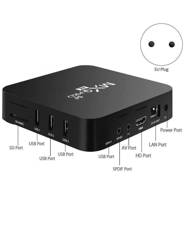 Pour Android Tv Box, 4k Hdr Streaming Media Player, 4gb Ram 32gb Rom Allwinner H3 -core Smart Tv Box