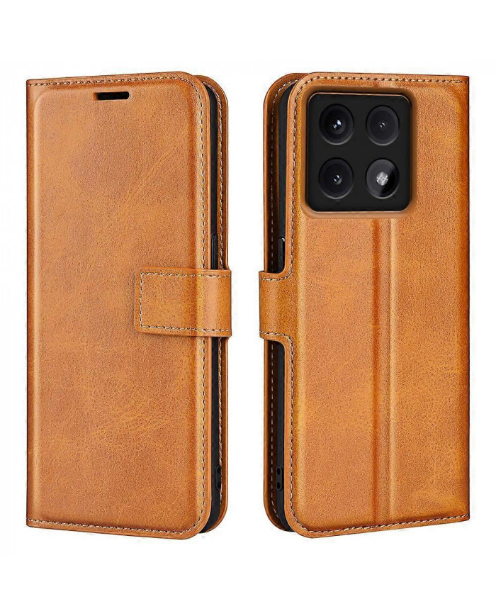 Pour Xiaomi 14T Pro Stand Case Anti-Scratch Calf Texture Housse de téléphone en cuir - Jaune