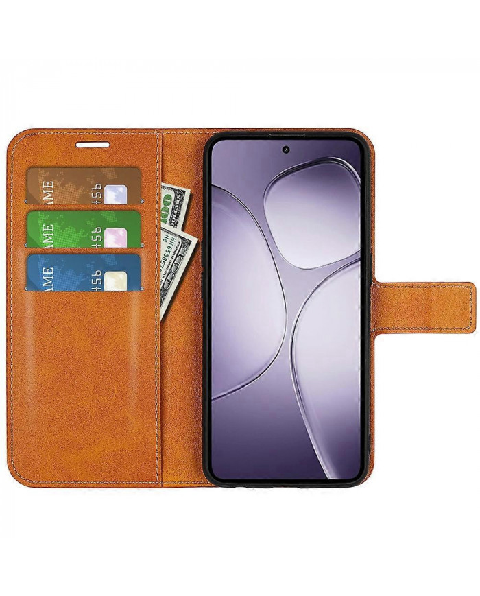 Pour Xiaomi 14T Pro Stand Case Anti-Scratch Calf Texture Housse de téléphone en cuir - Jaune