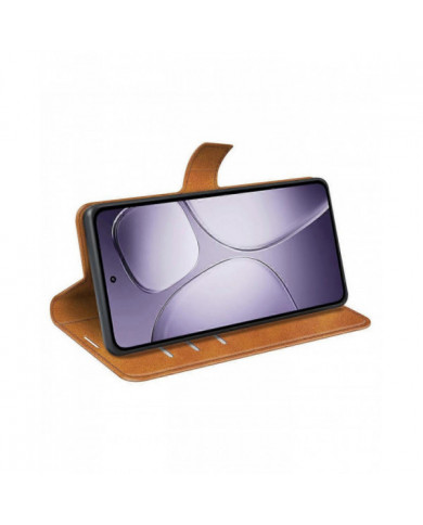 Pour Xiaomi 14T Pro Stand Case Anti-Scratch Calf Texture Housse de téléphone en cuir - Jaune