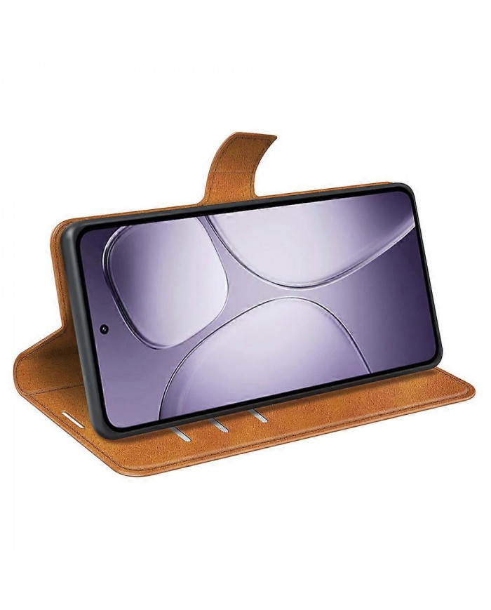 Pour Xiaomi 14T Pro Stand Case Anti-Scratch Calf Texture Housse de téléphone en cuir - Jaune