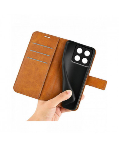 Pour Xiaomi 14T Pro Stand Case Anti-Scratch Calf Texture Housse de téléphone en cuir - Jaune