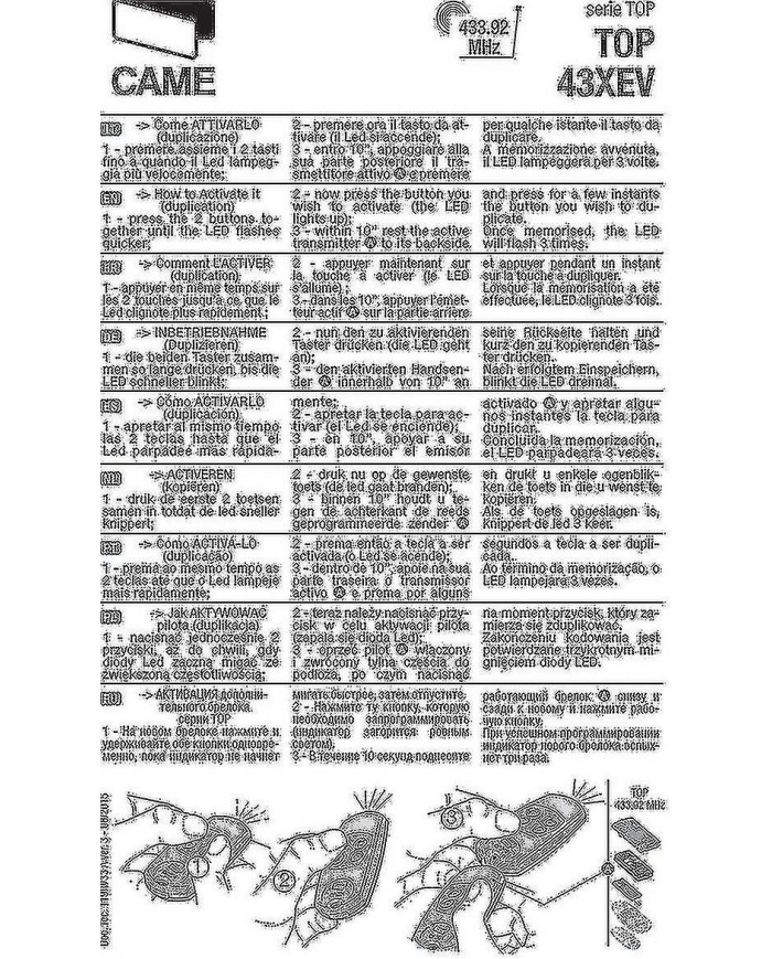 Est venu Top432na 2 Pack 433.92 Mhz Télécommande portable Compatible Top432ev Top432ee