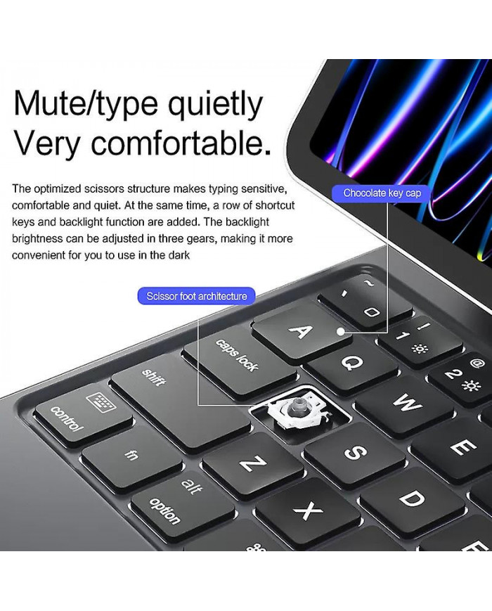 Pour iPad Pro 11 (2024) / (2022) / (2021) / (2020) / (2018) / Air (2020) / (2022) / Air 11 (2024) Int