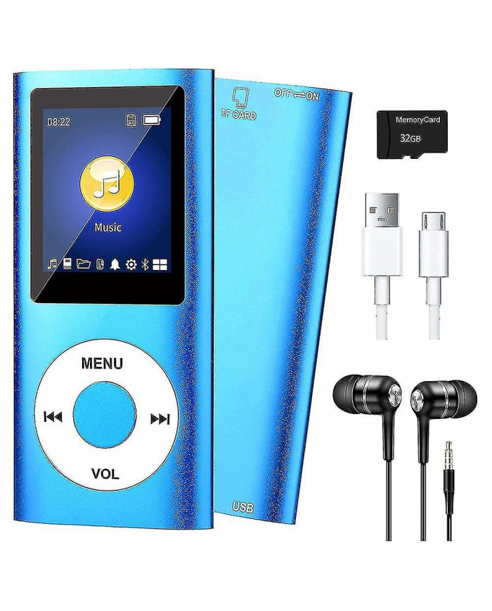 Lecteur MP3 avec Bluetooth 5.0, lecteur de musique avec carte TF 32gb, fm, écouteurs, lecture de musique hifi portable